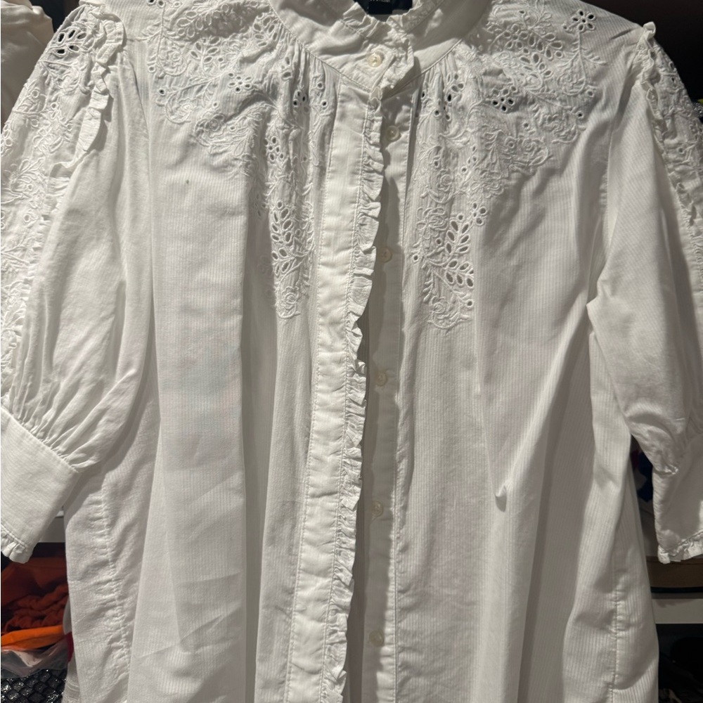 J. Crew Ivory Ruffle Blouse